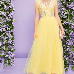 Mock-Neck Ruffle Trim Sequin Embroidery